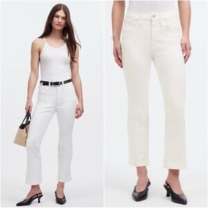 Madewell Jeans Petite Kick Out Crop Mid-Rise Stretch Pure White 31P NWT New